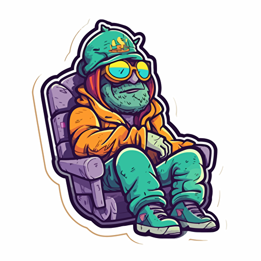 stoner, chillin, vector, sticker, colorful