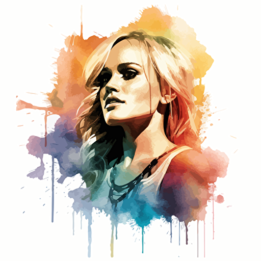 Carrie Underwood, water colour, Horror, vector