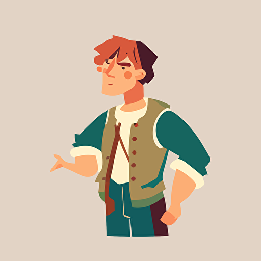 flat vector illustration of a slack-jawed teenage mediavel peasant shrugging