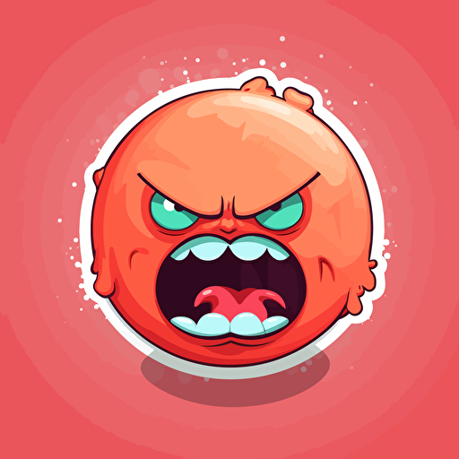 funny gum angry face, vector, sticker,