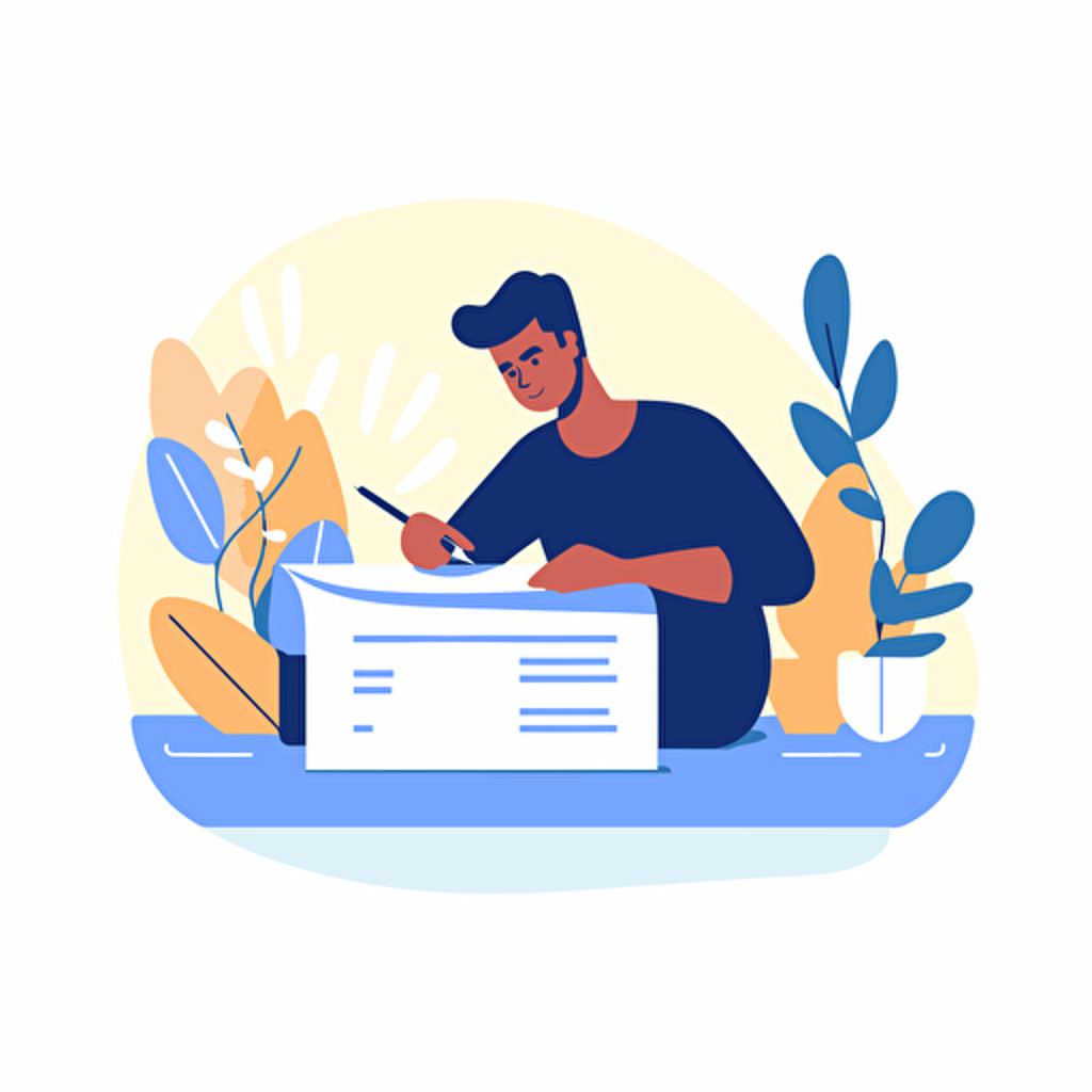flat vector ilustration of a man signing a contract