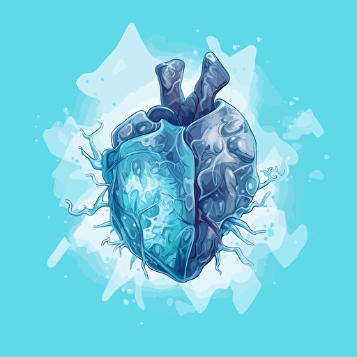 a frozen lung surrounded by ice, vector art