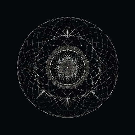 a modern simple vector logo made with cymatics pattern, sacred geometry,black and white::2, text and Letters saying Sonic Manifestation,