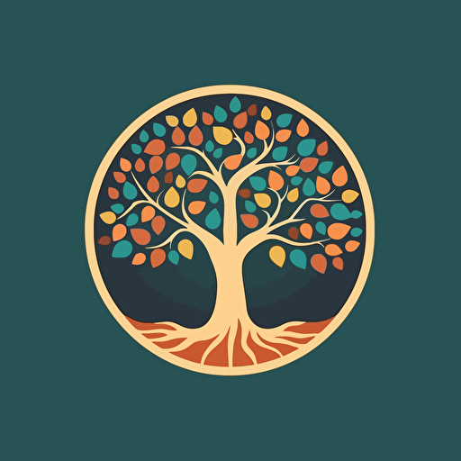 tree of life, flat vector icon, commercial logo