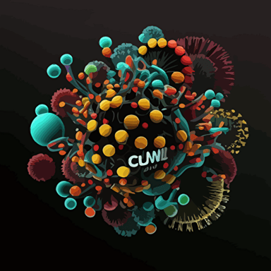 covid-19 virus molecules with black background cartoon, vector art