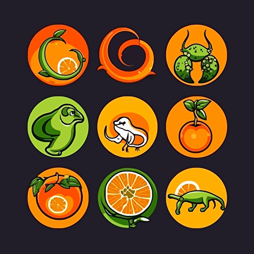 logo design cercle, orange, pamplemouse, citron et serpent, vectoriel, 4h, hd