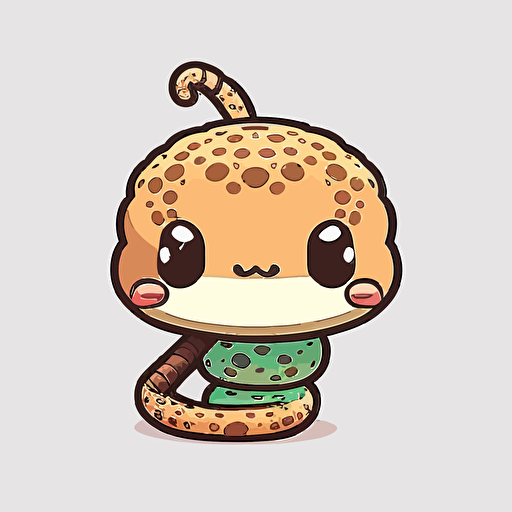 cute rattle snake kawaii style, vector, white background, cute facial expression
