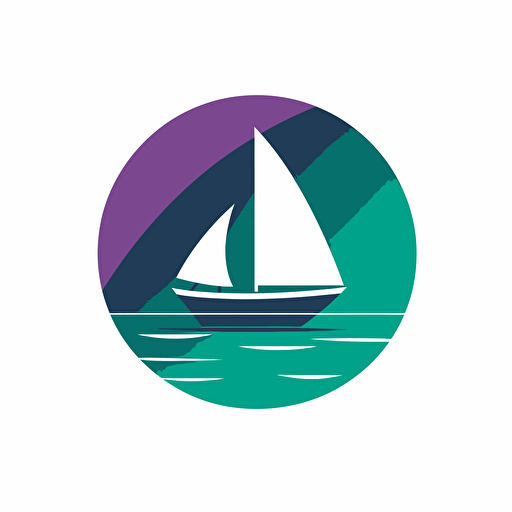 Minimalistic, simple logo, emerald green, blue, purple, black, svg, white background, vector Text Label "Boatcomputer"