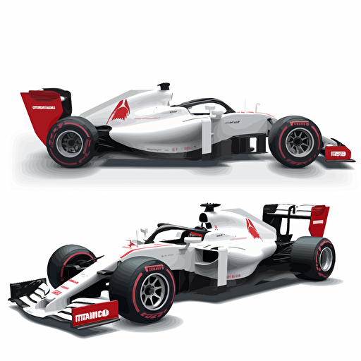 a vector, company logo. Pure White background. Mostly white. Include the dominant features of the alfa romeo 2020 f1 car livery