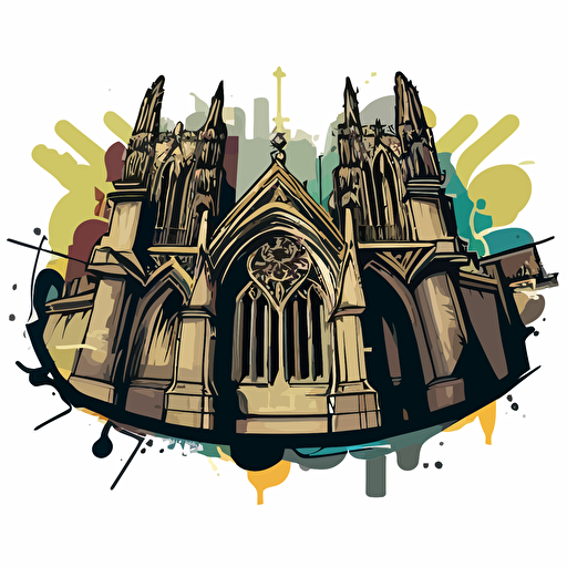 graffiti style cartoon york minster vector style logo NO TEXT NO WRITING epic cool