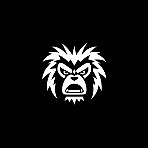 a black and white logo of a menacing angry monkey, vector, simple, by Paul Rand