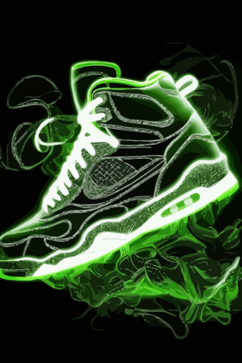 air jordan shoes, 1D, neon green and white colours, vector art, HD,