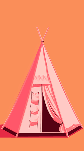 illustration, vector, stretch tent in style of wes anderson pink background