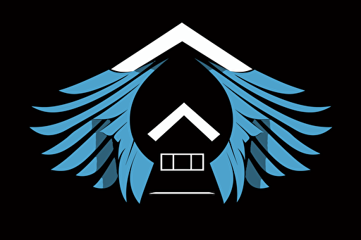 apus apus wings form a roof over a house, vector logo, simple, two color, blue, white, black