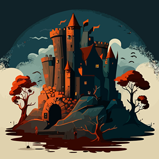 a castle with defense layers, vector art, illustration