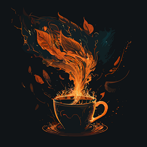 a vector image of coffee on fire