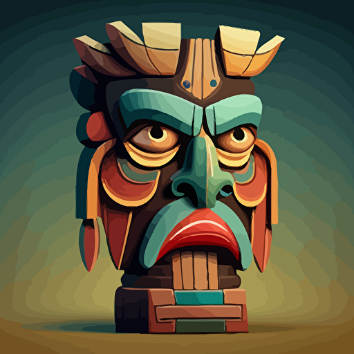 a totem cartoon face in vector mode