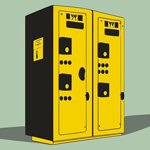 vector art, yellow and black, storage lockers, electricity
