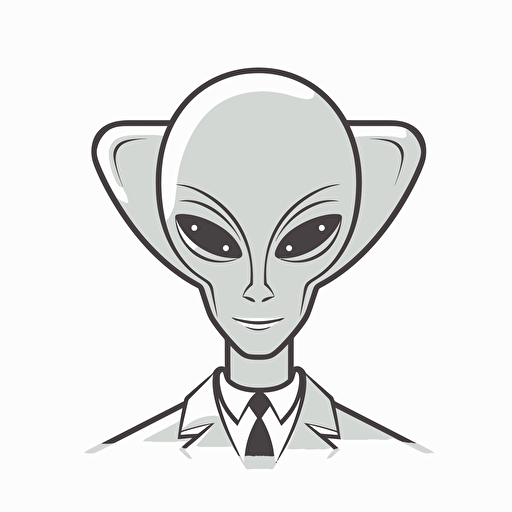 A Head of Grey Alien ::0.0 "style" "corporate logo" "minimalist" "flat vector" "simple" "white background" "subject" "Grey Alien: A minimalist outline of a happy alien, symbolizing the uniqueness and everyday mood."} ::1.0 IterativeChaos ::0.0