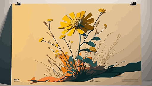 a 2D poster, simple colors, showing only one wild flower, poster, super detailed, vector art, cinestill 50d