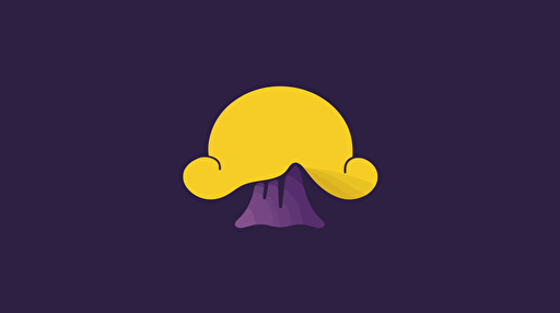 a minimal vector logo of a purple and yellow mushroom
