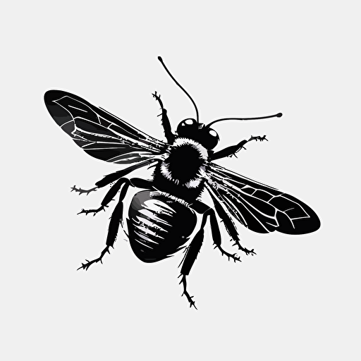 iconic logo of a worker bee, black vector, on white background
