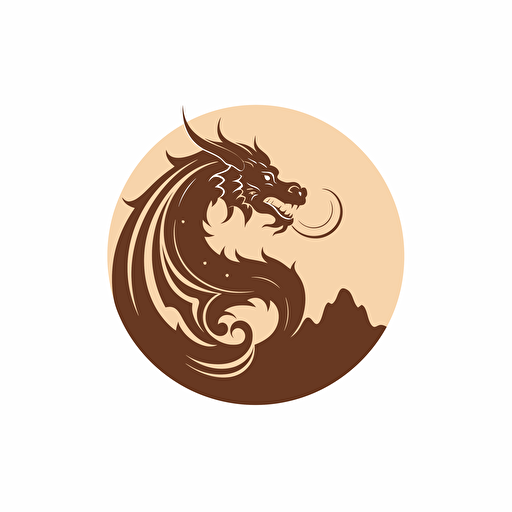 flat design, bronze dragon with mist in front of him, logo, simple design. vector design