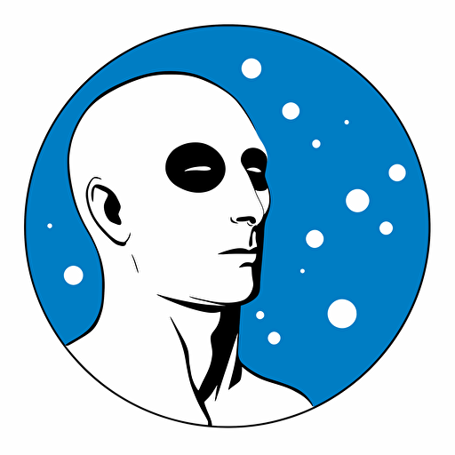 Watchmen Doctor Manhattan inspired illustration, minimal, outline strokes only, black and white, logo, vector, minimallistic, white background