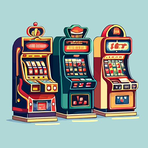 Many slot machines, vector art