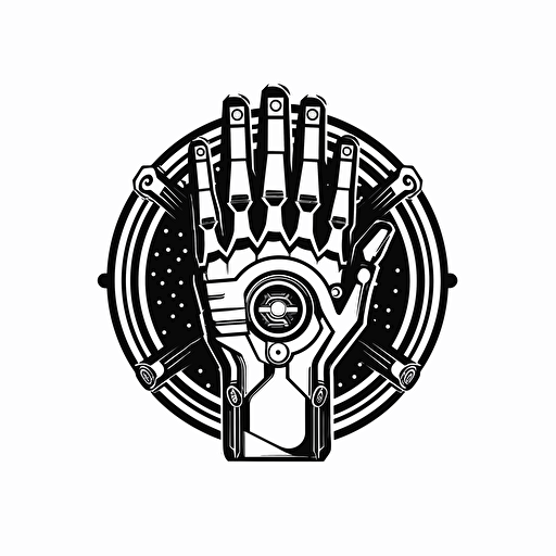 robotics hand logo design. vector, black and white