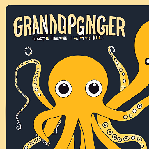 concert poster band grandpafinger realistic symmetrical octopus wearing hat vector art sticker design 8k highly detailed