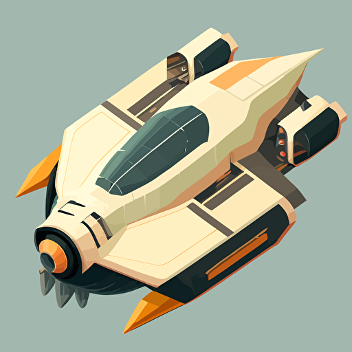 space ship, top-down view, clean, simple, no shadows, vector