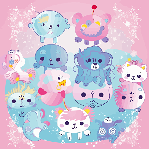 Vector, illustration, cute animals, lion, children, happiness, sweetness, cotton,5 caribbean,1 chromatic,1 dripping paint,1 flower of life,1 strobe,1 accent lighting,,1 magnification,,1 baby pink color,1 baby blue color,1 CYMK,1 cyan,1 hot pink color,1 lavender color,1 pastel,1 pink,1 cotton 6144x6144