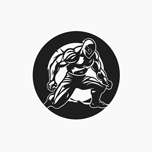 wrestling logo design, vector style, black and white, simple