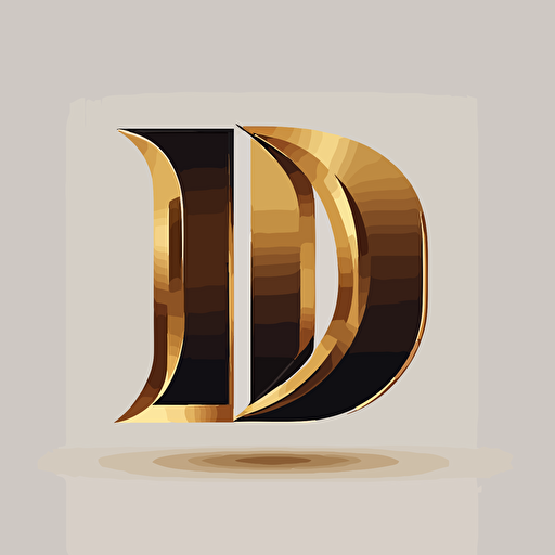 simple letter D logo, flat gold vector style