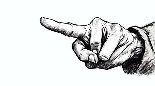 pointing finger towards, simple drawing, vector, white background