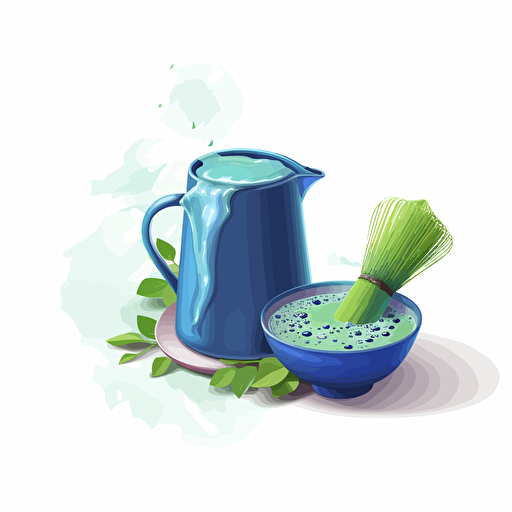 blue matcha tea, vector art, white background