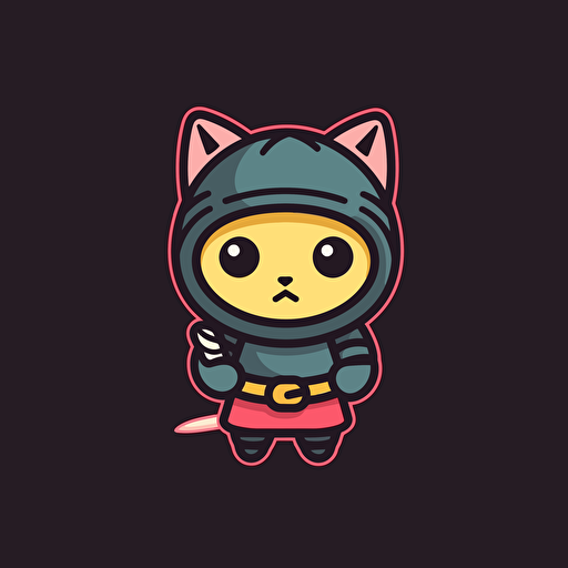 a logo of a funny ninja, japan style , cartoon head, 2d art, Hello Kitty aesthetics, vector