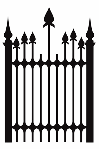 vector illustration of one black fence motif on a white background, isolated on white background, vector flat design
