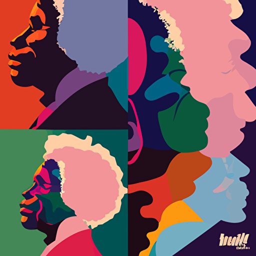 music by Milton Glaser, 2d vector art, flat colors