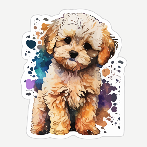 vector art watercolor maltipoo sticker