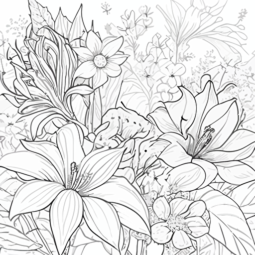 adult coloring page, floral lineart, vector