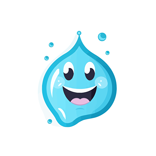 Logo of a company, flat design, illustration, vector, drop of water, smiling, blue colors