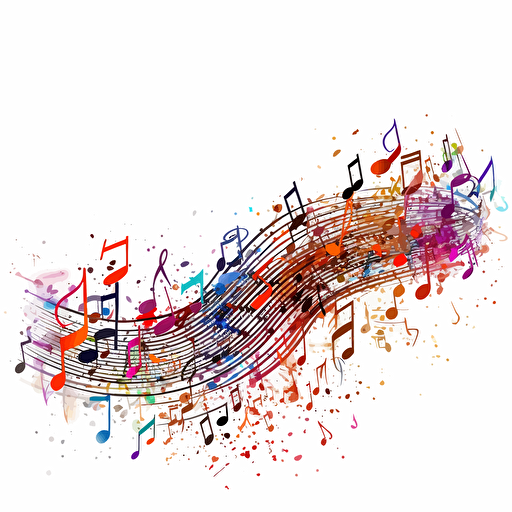 single-line continuous music notes and symbols sketched scene in vector format. HD has beautiful vibrant colors and white background.