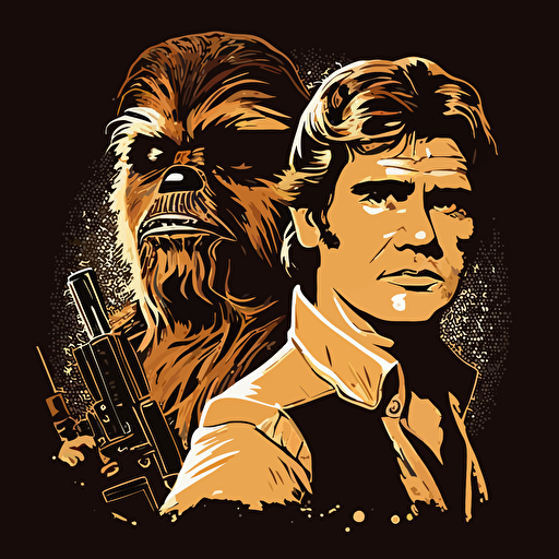 chewbacca and han solo, vector art