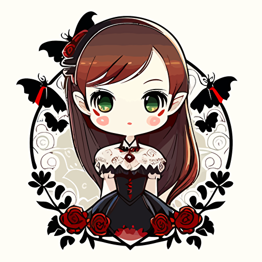 cute girl vampire, kawaii, white background, vector art