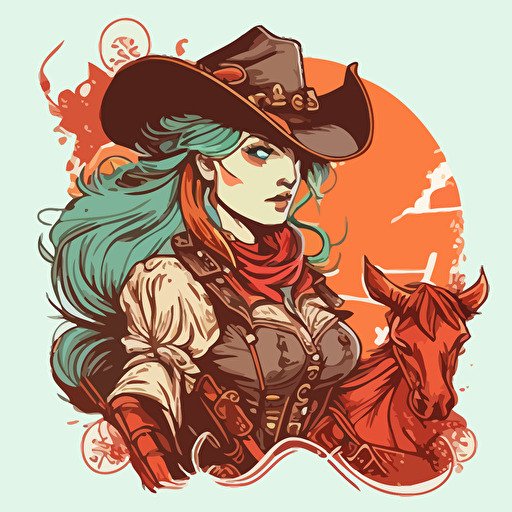 cowgirl doodle vector ilustration