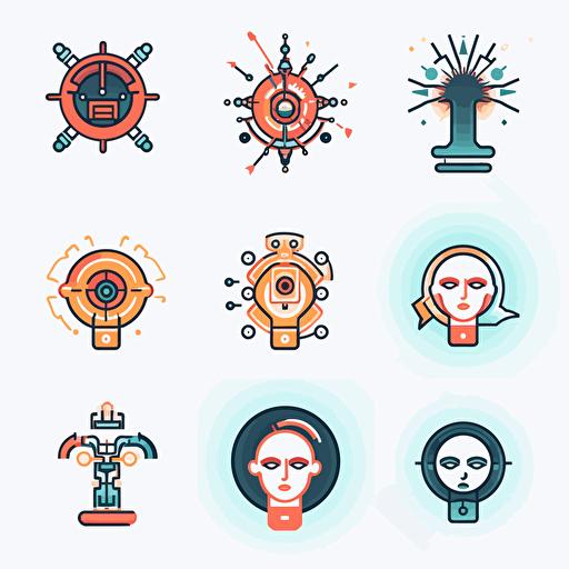 logo design set for company that work in artificial intelligence develop systems, modern , flat vector icon, 2d, stock vector, svg, ai, plain white background, digital identity