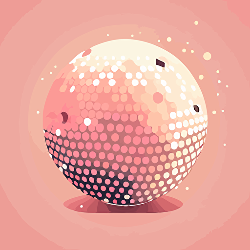 cute flat vector illustration of disco ball with light speckles on flat pink background