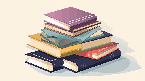 a pile of books, simple flat design, vector illustration, isolated elements, simple white background